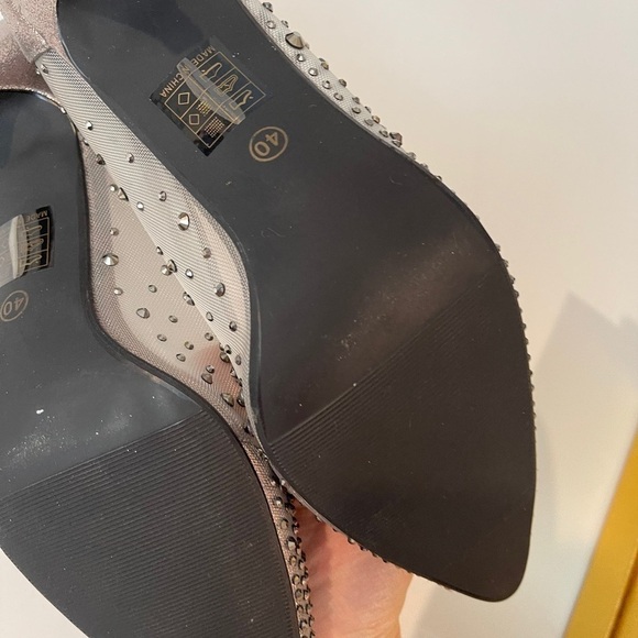 Bedazzled mesh gunmetal 2” kitten heels - Picture 10 of 12